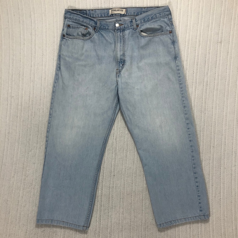 Levi Strauss 505 Regular Fit Light Wash Denim‎ Jeans W38 L25 Hemmed